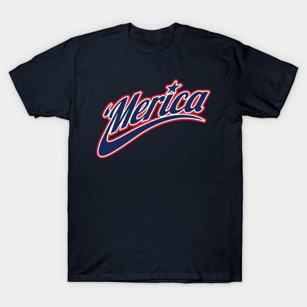 'Merica USA Patriotic Red White and Blue Logo T-Shirt by hobrath